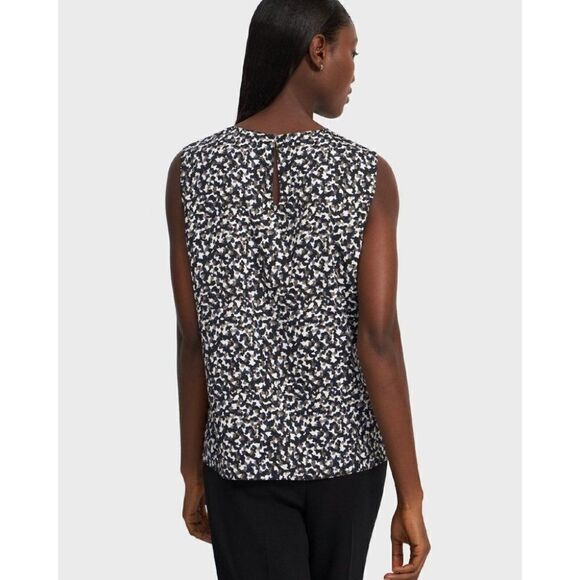 New Theory | Straight Shell Top in Painted Dot Satin - Picture 2 of 8